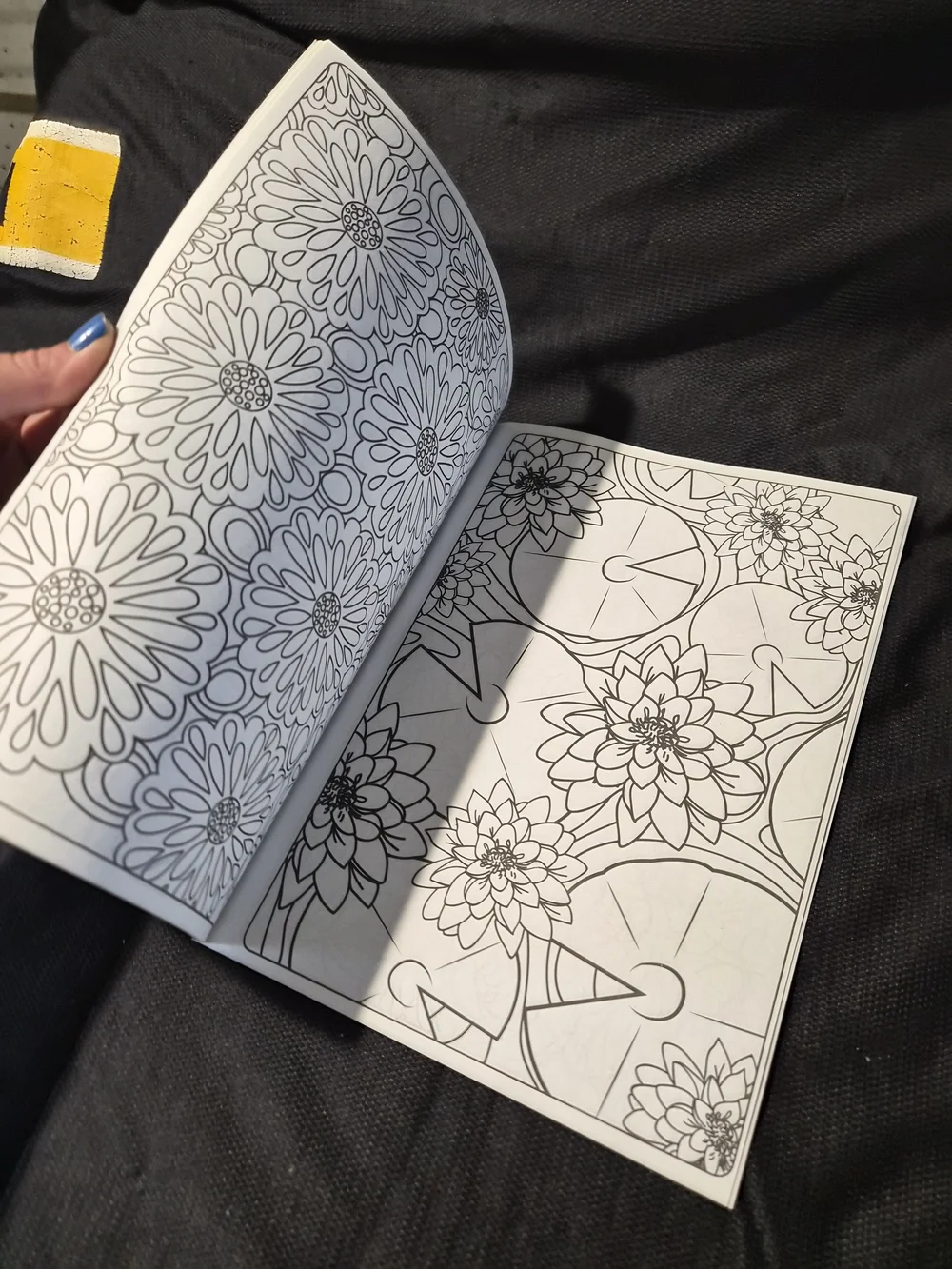 Hand-Colored Flowers Coloring Book Cover - Blue & Yellow